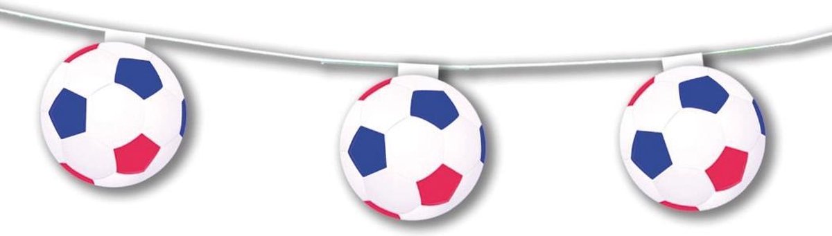 CHRISTIANFABRICATIONS - Voetbal slinger rood wit blauw - Decoratie > Slingers en hangdecoraties